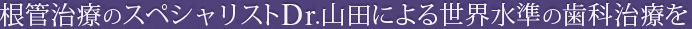 根管治療のスペシャリストDr.山田による世界水準の歯科治療を